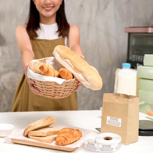 Gueevin 600 Count 1x2'' Food Allergy Warning Labels Allergies Restaurant Food Safety Self Adhesive Stickers Restaurant Removable Thermal Printed Labels for Kitchen(White) - color: White