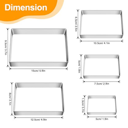 Rectangle Cookie Cutters Egg Biscuit for Kids DIY School Lunchbox Bento Box Fruit Vegetable Sandwich Cutters for Baking Party Christmas Holiday, Pack of 5 - style: Rectangle 5pcs