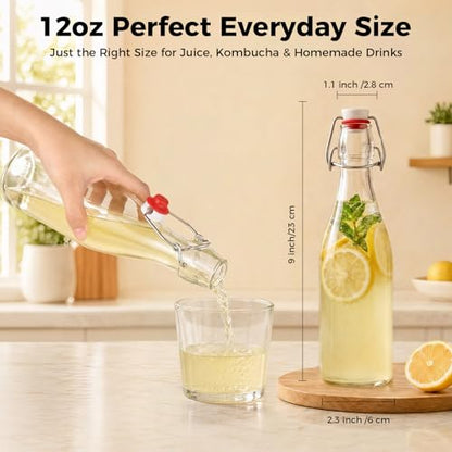 Ruckae Swing Top Glass Bottles,Flip Top Glass Bottle with Lids Sealable Kombucha Bottle for Brew Beer Syrup Vanilla Extract Air Tight Bottles for Gift (12 oz 10 pack) - size: 12 oz 10 pack