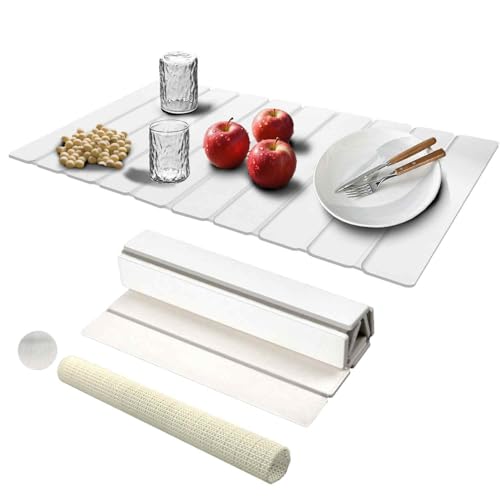 Dish Drying Mat Stone Bath Mat Diatomaceous Earth Stone Drying Mat For Kitchen Counter Sink Bath Mat Quick Dry Non Slip Foldable Dish Drying Rack Mat Large(24"×16" White) - size: 24" x 16"