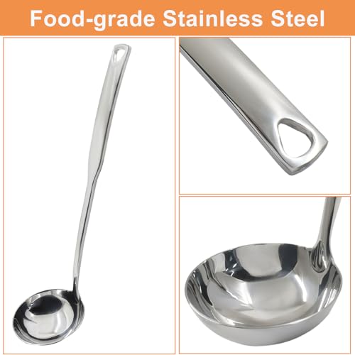 1Pcs 11.8 Inch Stainless Steel Soup Ladle, Stainless Steel Heavy Ladle with Pour Spout for Cooking/Serving Canning(Style-2) - size: Style-2
