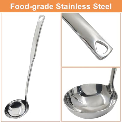 1Pcs 11.8 Inch Stainless Steel Soup Ladle, Stainless Steel Heavy Ladle with Pour Spout for Cooking/Serving Canning(Style-2) - size: Style-2