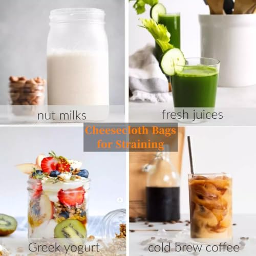TUZAZO 24 Pcs Muslin Bags with Drawstring 6 x 8 inch, Reusable Spice Bags for Cooking Soup, Natural Cotton Unbleached Cheesecloth Bag for Straining, Bone Broth Brew Herb Sachet Bag Empty - size: 6x8 inch, 24 pcs