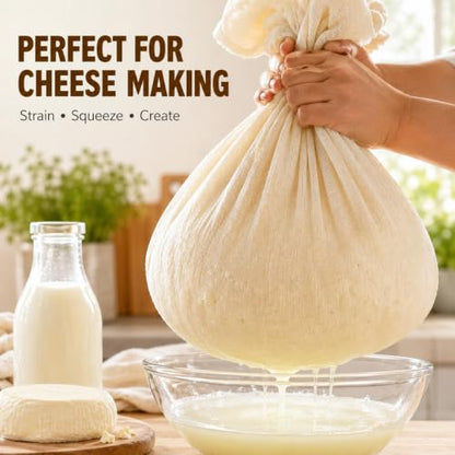 Reusable Cheesecloth, 20x20 Inch Hemmed 100% Unbleached Cotton Strainer Cloth, Washable for Cooking, Baking, Juicing & Cheese Making