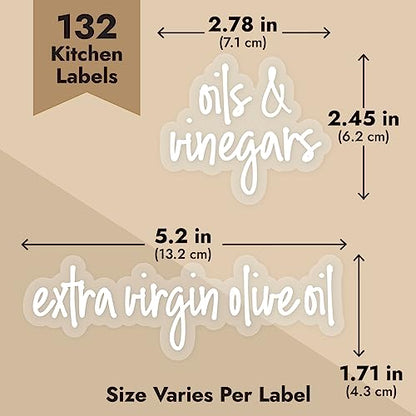 Talented Kitchen Oil Label Stickers for Kitchen Organization - Numbered Expiration Condiment Labels Stickers - White Vinyl 132 Count - color: White