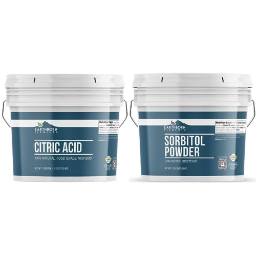 Earthborn Elements Citric Acid and Sorbitol Powder Bundle, 1 Gallon Bucket Each, Food Safe, Preservative & Sugar Substitute