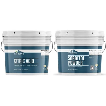 Earthborn Elements Citric Acid and Sorbitol Powder Bundle, 1 Gallon Bucket Each, Food Safe, Preservative & Sugar Substitute