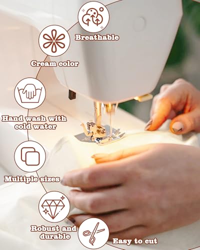 FIVEIZERO 100% Cotton Muslin Fabric by The Yard,59in x 3yd Cream Bleached Cotton Muslin Cloths–Medium Weight Beige Calico Fabric for Sewing,Quilting,Embroidery,Crafts & Apparel Projects - color: Cream, size: 3 yards pre cut
