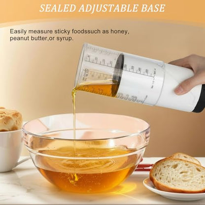 6 Pcs Adjustable Measuring Cups Set Includes 2 Cup Push up Measuring Cup and 5 Measurings Spoon for Peanut Butter 4 in 1 Liquid Dry Semi Solid Ingredient Home Cooking Tool - size: 2 cups