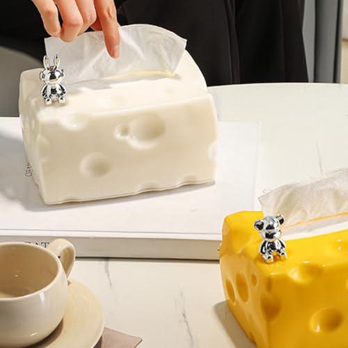 Tissue Storage Box Paper Towel Organiser Cheese Shaped Napkin Dispenser Kitchen Dining Room Essential Napkin Storage Box - color: Yellow