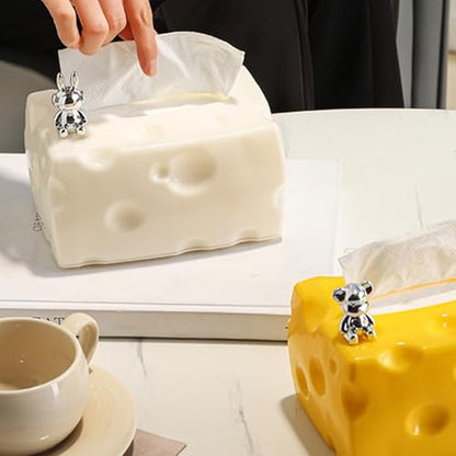 Tissue Storage Box Paper Towel Organiser Cheese Shaped Napkin Dispenser Kitchen Dining Room Essential Napkin Storage Box - color: Yellow