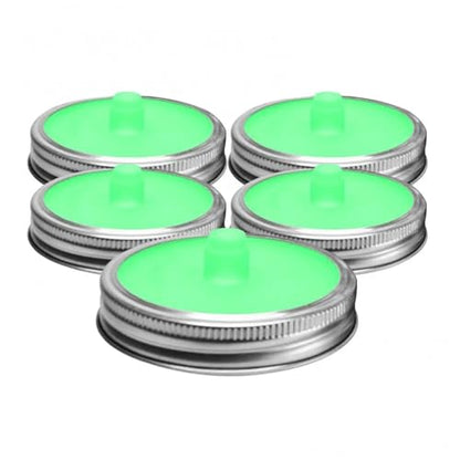 8pcs 86mm Silicone Waterless Airlock Fermentation Lid With Metal Ring For Wide Mouth Mason Jar For Sauerkraut Fermented Kitchen Tool(Blue) - color: Blue