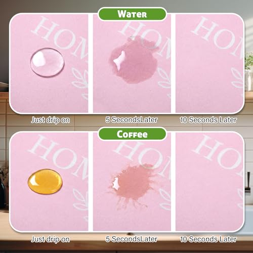 Pink Dish Drying Mat for Kitchen Counter 24 x 16 Inch Pink Kitchen Accessories Large Non Slip Absorbent Heat Resistant Coffee Bar Pad Dish Drainer Rack Mat for Countertops Sinks