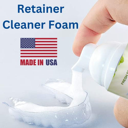 Retainer Cleaner & Aligner Cleaner FoamBright + Travel Retainer Case Kit | Great for Invisalign Aligners, Candid, Byte, Denture Cleaner | Whitens Teeth, Peroxide Free Oral Care | No Tablets Needed - color: 1 Unit + Travel Case