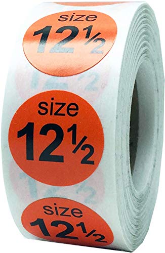 Shoe Size 12 1/2 Orange Stickers for Retail Clothing – 3/4 Inch Round, 500 Semi-Gloss Adhesive Labels Per Roll for Footwear Inventory, Organization, and Display – Made in the USA - color: Orange Size 12 1/2
