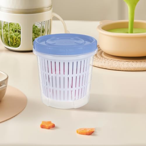Cabilock Airtight Pickling Jar with Strainer Insert Food Storage Container for Vegetables Fruits and Snacks Sealed Kimchi Keeper Blue Color
