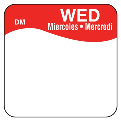 DayMark Day of The Week 1" x 1" Dissolvable Label, WED (Roll of 500)
