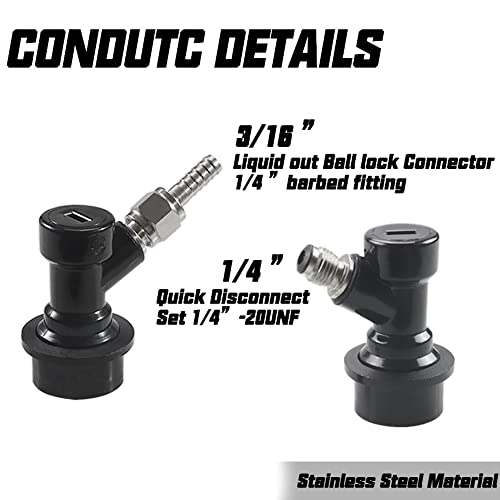 PERA Corny Keg Quick Disconnect Ball Lock Disconnect Set with Stainless Steel Swivel Nut for Home Brewing Beer Keg System (PACK OF 8)