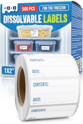 Freezer Labels 1x2 in 500/Roll, Dissolvable Blank Removable Mason Jar - size: 1x2"', style: 500