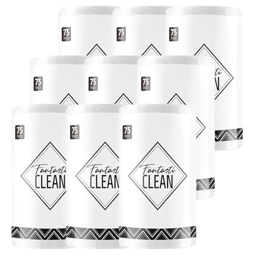 Fantasticlean Microfiber Cleaning Cloth Roll -675 Pack, Tear Away Microfiber Towels, 12" x 12", Reusable, Washable, Ultra Absorbent Dishcloth for All-Around Cleaning Supplies (9 Rolls of White) - color: White, size: 675 pack