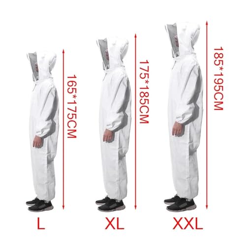 Full Body Beekeeping Clothing Professional Beekeepers Bee Protection Beekeeping Suit Safty Veil Hat Dress All Body Equipment(XXL)