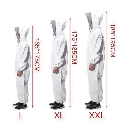 Full Body Beekeeping Clothing Professional Beekeepers Bee Protection Beekeeping Suit Safty Veil Hat Dress All Body Equipment(XXL)