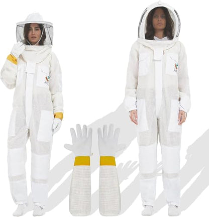 ANDES Three Layer Mesh Ventilated Beekeeping Suit, Beekeeper Suit with Fencing & Round Brim Hat, Comfortable - size: 2 -Pack