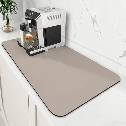 WISELIFE Coffee Mat Super Absorbent Dish Drying Mat Coffee Bar Accessories Match with Machine Large Drying Mats for Kitchen Counter 18" W x 32" L, Khaki - color: Khaki, size: 32" x 18"