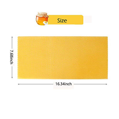 Varybeaty Natural Beeswax Foundation Sheets for Beehives - 30 Pack Pure Honeycomb Wax Frames for Bee Keeping, Candle Making & Crafts - 16.34" x 7.68" with Protective Paper Separators