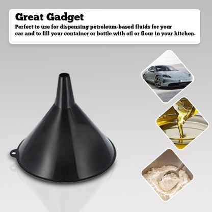 Bistras Jumbo 8" Extra Large Plastic Funnel for Automotive Use - Kitchen Funnels for Filling Bottles, Jars, Containers or Lab Use - Oil Funnel for Gas, Car Oil, Lubricants and Fluids (1)