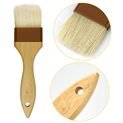 6 Pieces Pastry Brushes Basting Oil Brush for Cooking with Boar Bristles and Beech Hardwood Handles for Spreading Butter Cooking Baking BBQ Oil Brush(1 inch, 1.6 inch, 2inch)