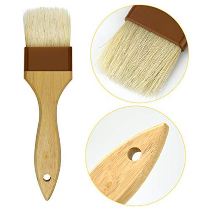 6 Pieces Pastry Brushes Basting Oil Brush for Cooking with Boar Bristles and Beech Hardwood Handles for Spreading Butter Cooking Baking BBQ Oil Brush(1 inch, 1.6 inch, 2inch)