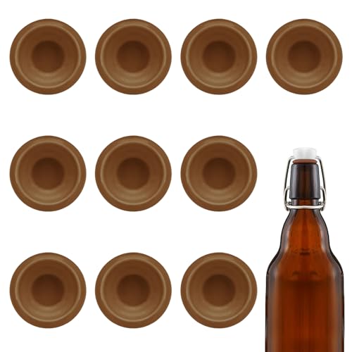 10PCs Dopamine color Silicone Gaskets Washers Seals for Cap Swing Flip Top Bottle-Red for Home Brew Beer Soda Bottle Sealing (Walnut Brown) - color: Walnut Brown