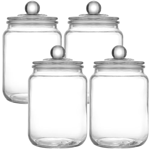 Glass Jars with Airtight Lid Set of 4, Food Jars 34 oz, Pickle Jars, Canning Jars, Glass Containers, Suitable for Kitchen, Pickles, Flour, Grains, Pasta, Sugar, Herbs, Coffee - color: 1 Litre（Set of 4）