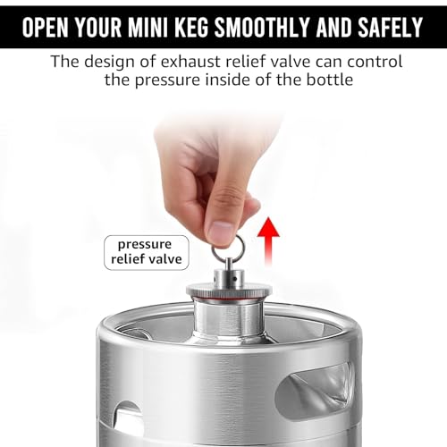 MRbrew Pressurized Mini Keg 128oz, 304 Stainlsee Steel Mini Kegerator with Exhaust Valve Designed Cap Portable Beer Growler for Homebrew And Craft Beer (Silver) - color: Silver