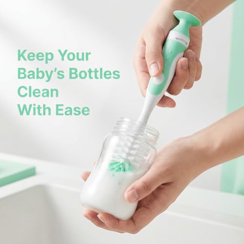 Ariseno 4-in-1 Baby Bottle Brush Set, Bottle Brush Cleaner, Bottle Cleaner Brush Set, Including Nylon Bottle Brush, Bottle Cap Brush, Straw Brush, Nipple Brush, BPA-Free (Green) - color: Green-nylon