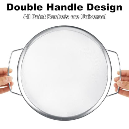 4 Pack Fine Mesh Paint Strainer with Handle, 60 Mesh Stainless Steel Paint Filter, Emulsion Honey Funnel Filter Cover Fits 1 2 3 5 Gallon Paints Bucket Filters Tool Insert