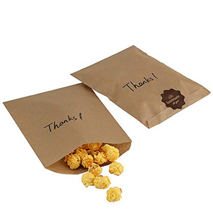 BagDream 5.5x7.75 Inches Kraft Paper Bags Pack of 100 Flat Greaseproof Brown Paper Bags Greaseproof Envelopes for Snack, Cookie,Popcorn, Candy, Party Favor