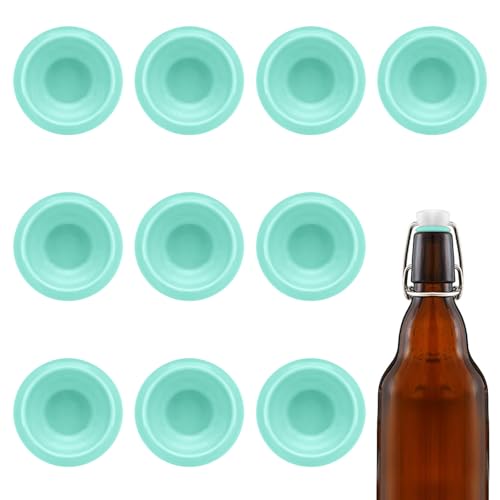 10PCs Dopamine color Silicone Gaskets Washers Seals for Cap Swing Flip Top for Home Brew Beer Soda Bottle Sealing (Mint Green) - color: Mint Green