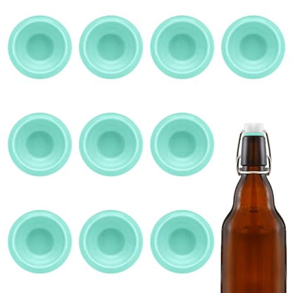 10PCs Dopamine color Silicone Gaskets Washers Seals for Cap Swing Flip Top for Home Brew Beer Soda Bottle Sealing (Mint Green) - color: Mint Green