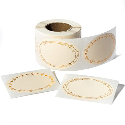 MONEST Waterproof & Oil Resistant Jar & Lid Stickers - Pantry/Canning, Spice & Bottle Labels (Golden Flower 2x3) - style: Golden Flower 2x3