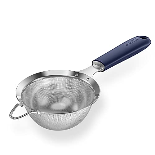 18/8 Stainless Steel Mesh Strainer: U-Taste 3.9 Inch Kitchen Fine Mesh Sieve Food Colander with Riveted Sturdy Silicone Handle and 30 Mesh Hole for Straining Flour, Quinoa, Tea, Juice (Midnight Blue) - color: (3) Midnight Blue, size: Small (3.9 x 11.1 in)