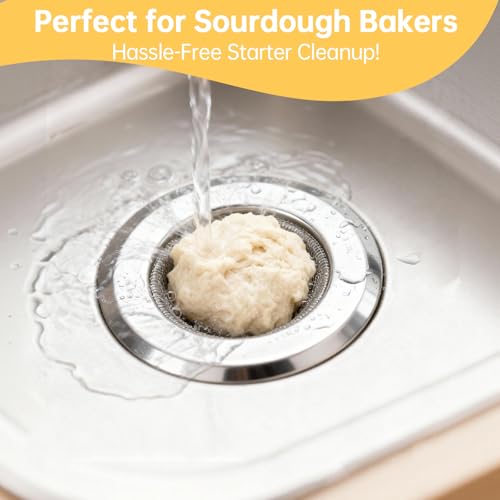 2 Pack Sourdough Drain Catcher, Kitchen Sink Drain Strainer, for Collecting Sourdough Starter and Dough Remains, Stainless Steel Fine Mesh, Easy to Clean, for 3.15-4.33 Inches Kitchen Sink