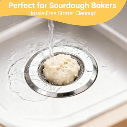 2 Pack Sourdough Drain Catcher, Kitchen Sink Drain Strainer, for Collecting Sourdough Starter and Dough Remains, Stainless Steel Fine Mesh, Easy to Clean, for 3.15-4.33 Inches Kitchen Sink