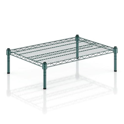 Green Epoxy Wire Storage Shelf, Dunnage Rack, Commercial 1 Tier Small Shelf, 21" x 30" x 8", Heavy-Duty Metal Construction - color: Green, size: 21"D x 30"W x 8"H