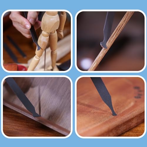15PCS Cabinet Card Scrapers, High-Strength Blue Spring Steel Woodworking Tools for Engraving, Deburring, Polishing & Contour Sanding - size: Set A