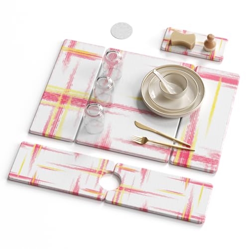 3 PCS Large Stone Dish Drying Mat for Kitchen Counter -24"x16" Absorbent Diatomaceous Earth Mat with Stone Faucet Mat & Soap Tray - Quick Dry, Collapsible, Non-Slip Countertop Organizer - color: pink gold texture