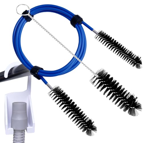 Thickened CPAP Hose Cleaner Brush Kit – Anti-Bending Dual-Ended Long Brush with Protective Sleeve, Mask Brush, Drip-Dry Hook, Fits 15-22mm Tubes, Complete CPAP Cleaning Supplies - color: Black