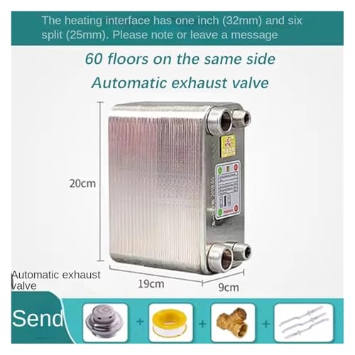60 Plates Brazed Plate Heat Exchanger Stainless Steel Water Beer Wort Chiller for Home Brewing Beer(3) - size: 3