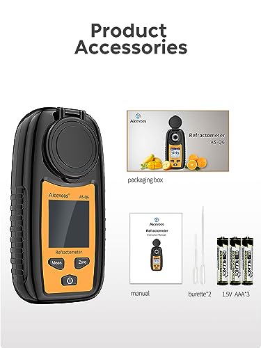 Digital Sugar Brix Refractometer brix Meter Automatic Temperature Compensation Range 0-35%，±0.2% Precision, Perfect for Fruits, Juices, Vegetables, Drinks and Coffee
